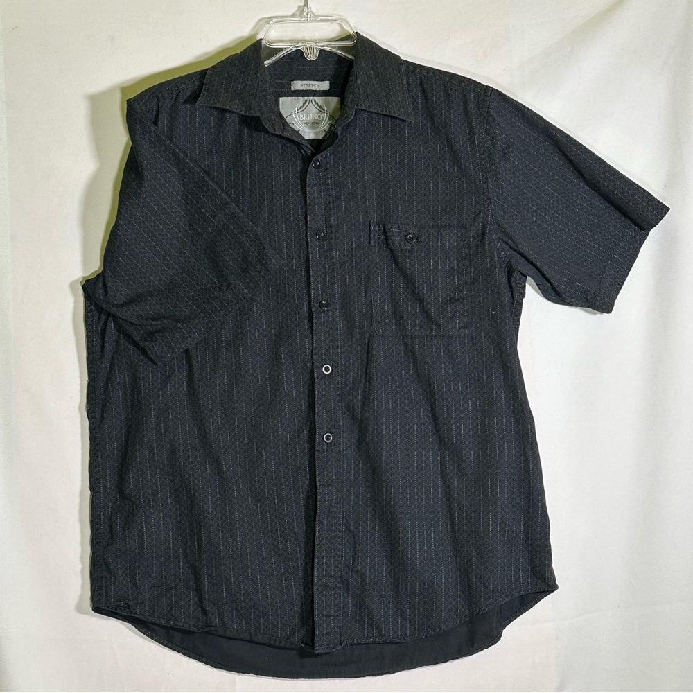 Bruno Stretch Black‎ Button Down Short Sleeve Cotton Mens size Medium